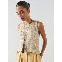 Mango Round-Neck Knitted Top - Sand