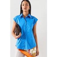 Mango Sleeveless Poplin Shirt - Blue