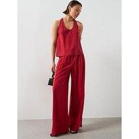 Mango Straight Lyocell Co-Ord Trousers - Red