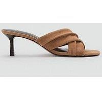 Mango Suede Leather Sandals With Crossed Straps - Sand