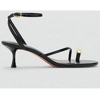 Mango Kitten Heel Ankle Strap Sandals - Black