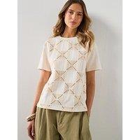 Mango Crochet Print T-Shirt - White