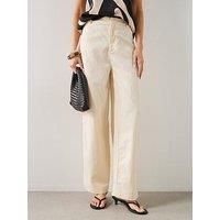 Mango Linen High-Waist Trousers - Cream