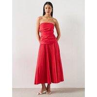 Mango Combined Strapless Dress - Red