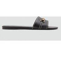 Mango Metallic Detail Strap Sandal - Brown