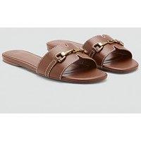 Mango Metallic Detail Strap Sandal - Brown