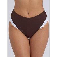 Boux Avenue Rivoli Picot High Waist Bikini Brief - Chocolate