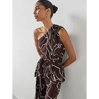 Mango Asymmetric Printed Top - Brown