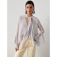 Mango Ruffles Stripe-Patterned Blouse - Blue
