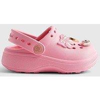 River Island Mini Girls Bow Gem Clog Sandals - Pink