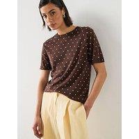 Mango Polka-Dot Knitted Sweater - Brown