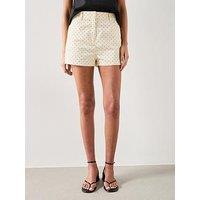 Mango Polka Dot Cotton Shorts - Cream - Beige