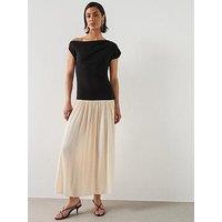 Mango Asymmetrical Flared Dress - Cream