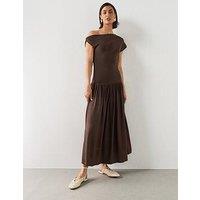 Mango Asymmetrical Flared Dress - Brown