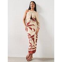 Mango Asymmetrical Dress With Gathered Body - Beige