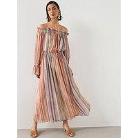 Mango Striped Strapless Dress - Cream - Beige