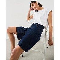 Mango High-Waist Straight-Fit Denim Shorts - Blue