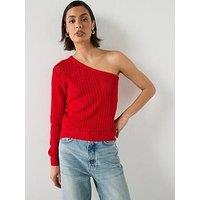 Mango Asymmetric Knit Sweater - Red