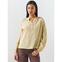 Mango Embroidered Openwork Blouse - Green
