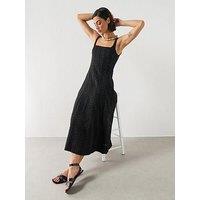 Mango Embroidered Cutwork A-Line Dress - Black