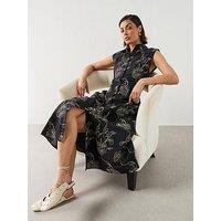 Mango Embroidered Floral Shirt Dress - Black