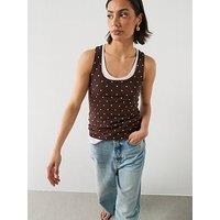 Mango Polka-Dot Knitted Top - Brown