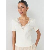 Mango Lace Trim Top - Cream