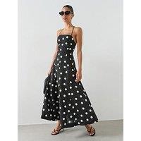Mango Lyocell Polka Dot Dress - Black