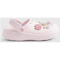 River Island Older Girls Flower Charm Clog Sandals - Light Pink