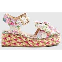 River Island Older Girls Floral Printed Bow Wedge Sandals - Pink