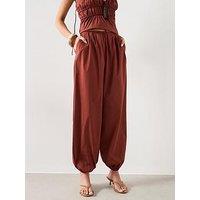 Mango Balloon-Style Co-Ord Trousers With Elasticated Waist - Brown