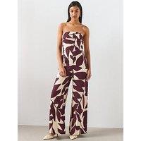 Mango Printed Strapless Jumpsuit - Cream
