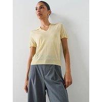 Mango Fine-Knit Lyocell Polo Shirt - Yellow