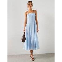 Mango Lyocell Dress With Stitching Detail - Blue