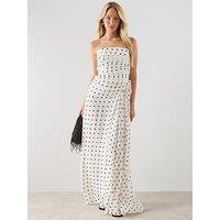 Mango A-Line Polka-Dot Strapless Dress - White