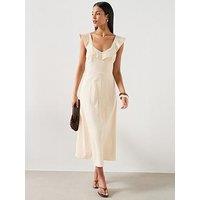 Mango Ruffled Linen Dress - Sand