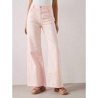 Mango Wide Leg Mid-Rise Jeans - Pastel Pink