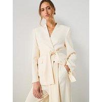 Mango Suit Blazer Co-Ord Without Lapels - Cream
