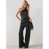 Mango Jumpsuit With Combined Lace And Knit - Black