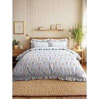 Chelsea Peers Swimming Society Stripe Print Reversible Frill 10% Cotton Duvet Set - Blue