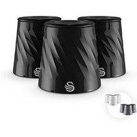Swan Windsor Set Of 3 Canisters, Viewing Lid, 1.3L, Black