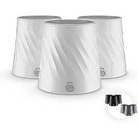 Swan Windsor Set Of 3 Canisters, Viewing Lid, 1.3L, White