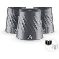 Swan Windsor Set Of 3 Canisters, Viewing Lid, 1.3L, Grey