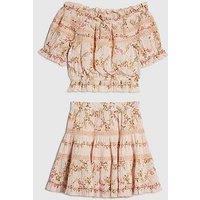 River Island Older Girls Floral Ditsy Top And Skirt Set - Pink