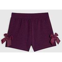 River Island Older Girls Premium Bow Shorts - Dark Purple