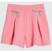 River Island Older Girls Textured Bow Shorts - Pink