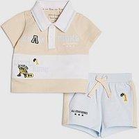 River Island Baby Boys Basketball Polo Shirt Set - Blue