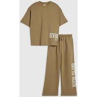 River Island Boys Ri T-Shirt And Joggers Set - Brown