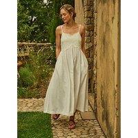 Fatface Hazel Embroidered Midi Dress - Cream