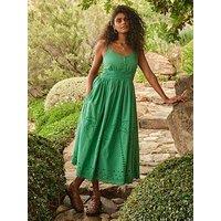 Fatface Teri Embroidered Midi Dress - Green